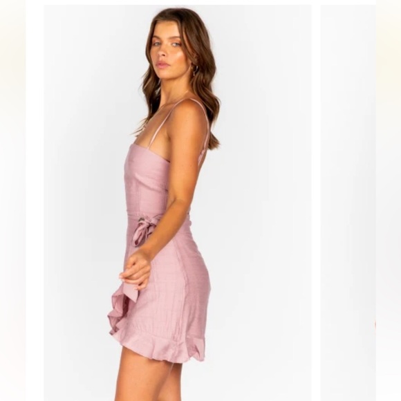 Selfie Leslie Angela Dress Pink wrap tie front - Picture 5 of 11